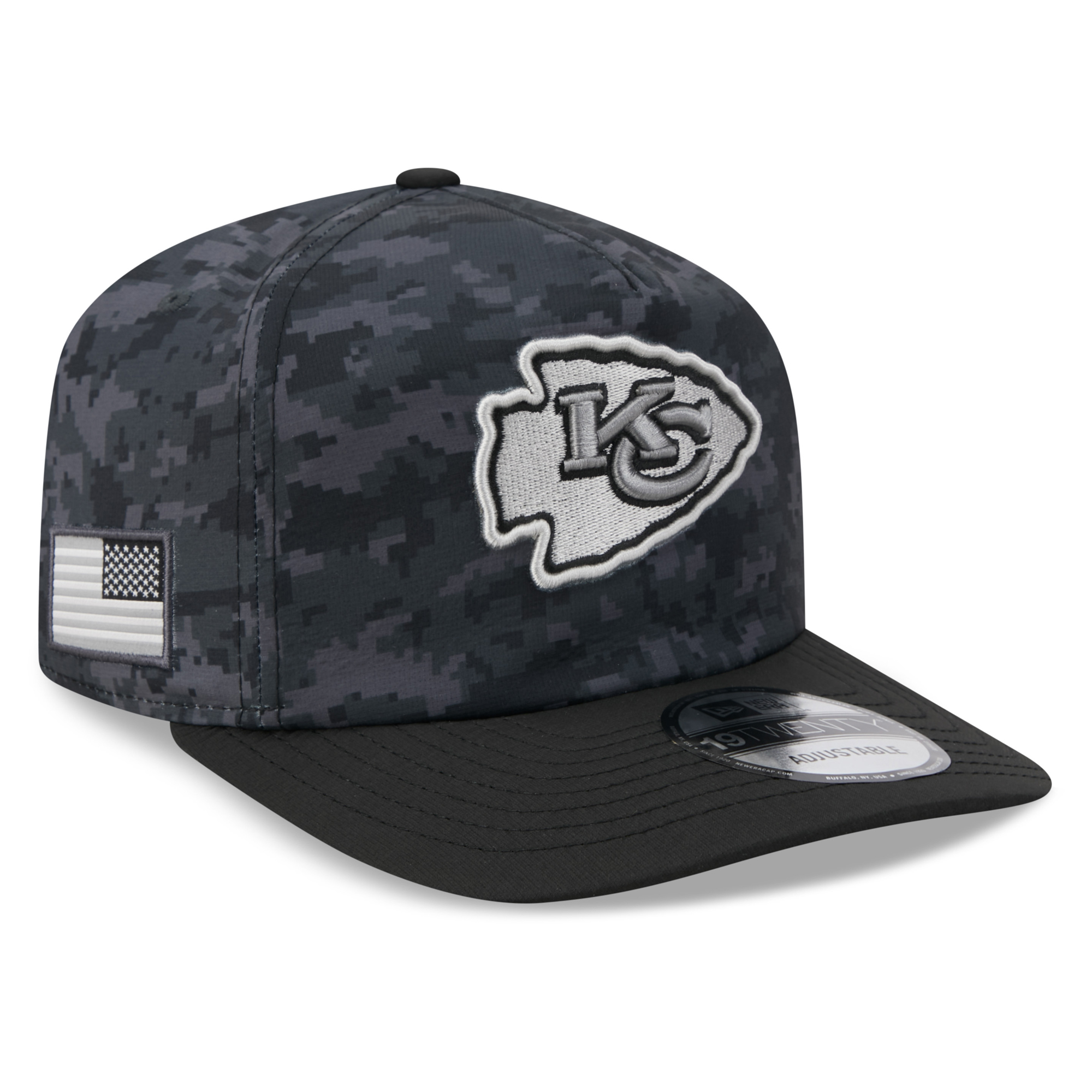 Men's New Era Black Kansas City Chiefs 2026 Salute To Service 19TWENTY Adjustable Hat