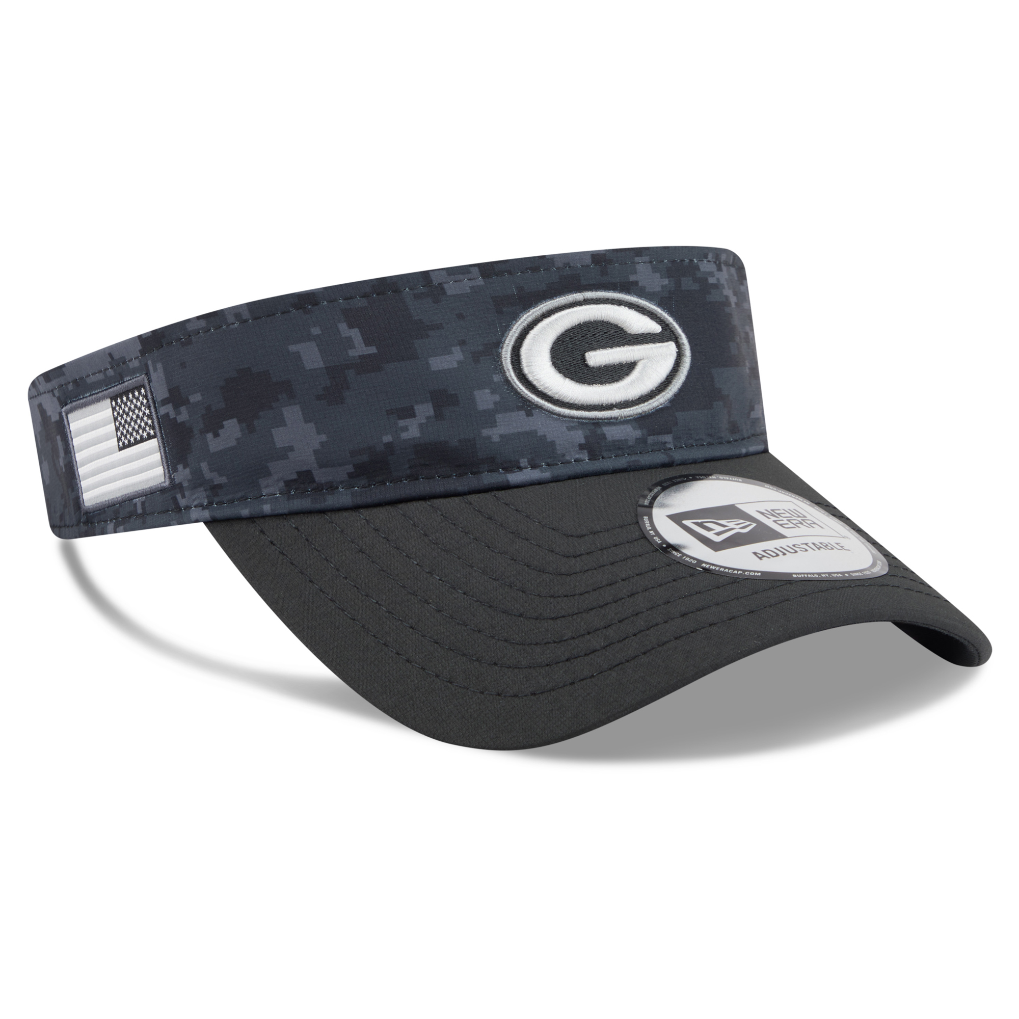 Men's New Era Black Green Bay Packers 2026 Salute To Service Adjustable Visor