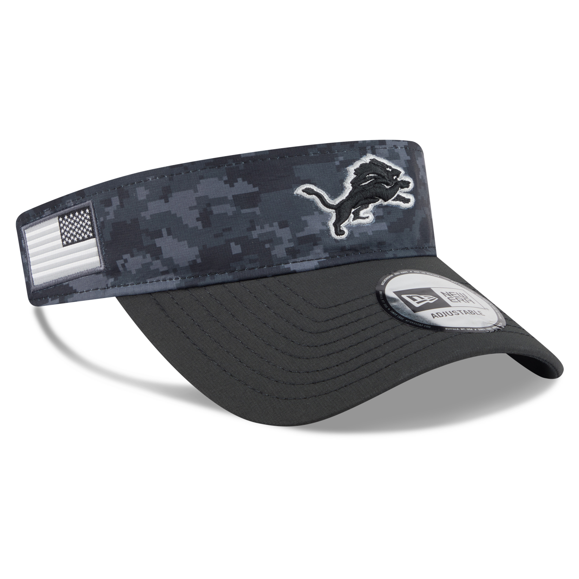 Men's New Era Black Detroit Lions 2026 Salute To Service Adjustable Visor