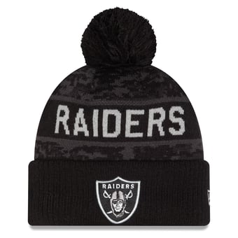 Men's New Era Black Las Vegas Raiders 2026 Salute To Service Cuffed Knit Hat with Pom
