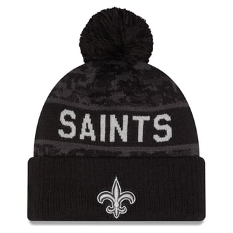 Men's New Era Black New Orleans Saints 2026 Salute To Service Cuffed Knit Hat with Pom