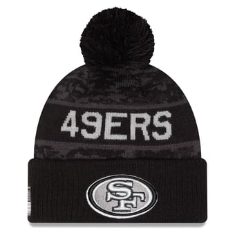 Men's New Era Black San Francisco 49ers 2026 Salute To Service Cuffed Knit Hat with Pom