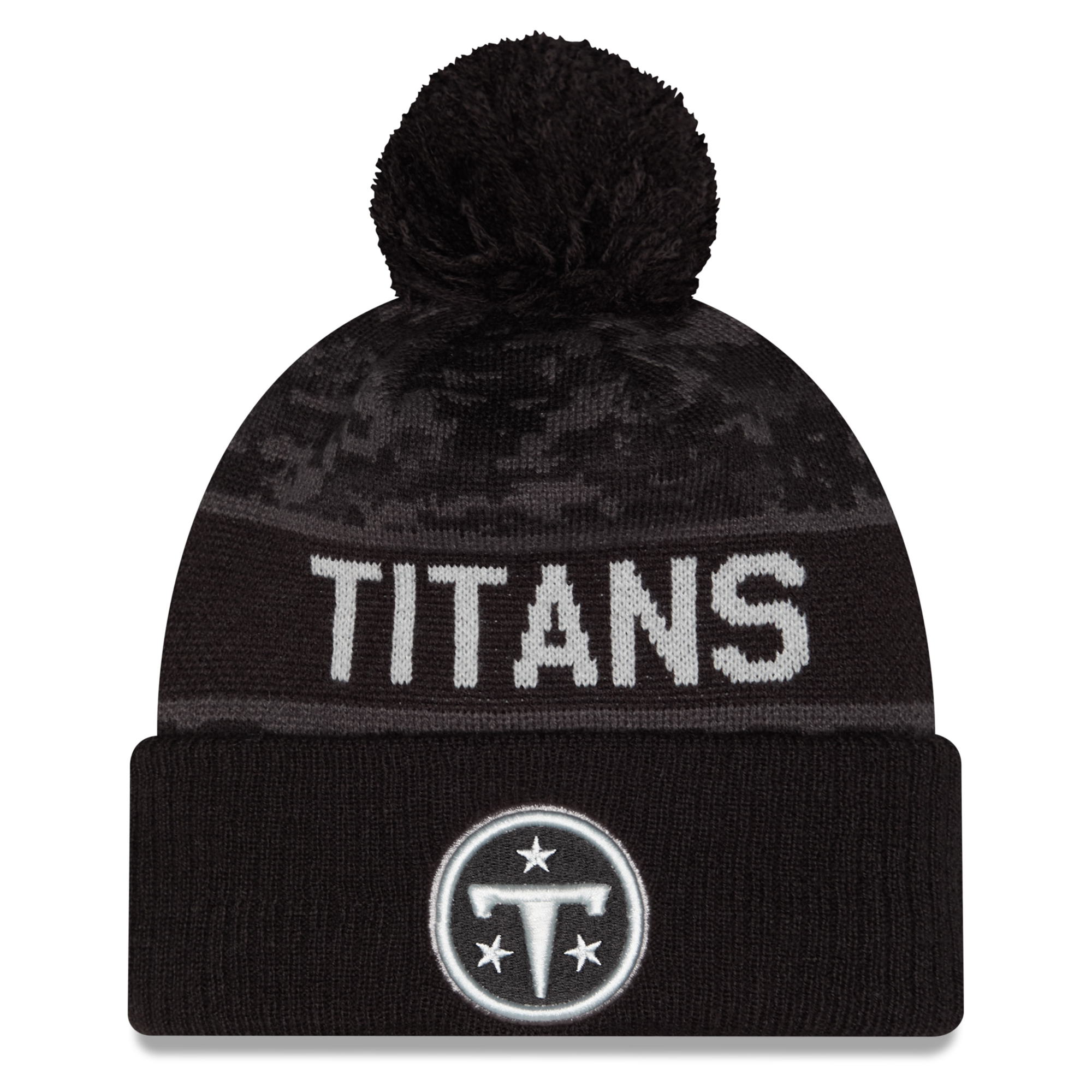 Men's New Era Black Tennessee Titans 2026 Salute To Service Cuffed Knit Hat with Pom