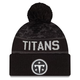 Men's New Era Black Tennessee Titans 2026 Salute To Service Cuffed Knit Hat with Pom