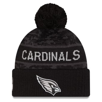 Men's New Era Black Arizona Cardinals 2026 Salute To Service Cuffed Knit Hat with Pom