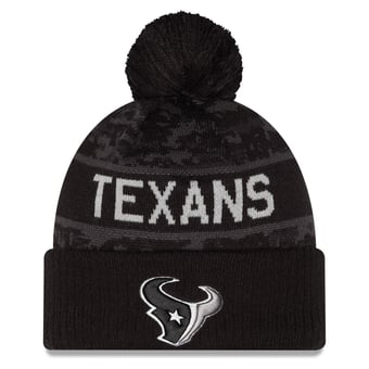 Men's New Era Black Houston Texans 2026 Salute To Service Cuffed Knit Hat with Pom