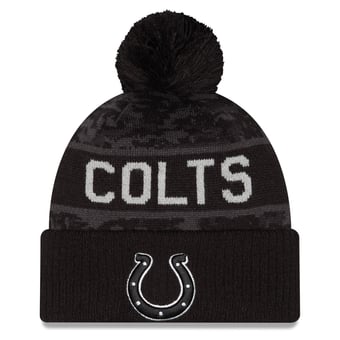 Men's New Era Black Indianapolis Colts 2026 Salute To Service Cuffed Knit Hat with Pom