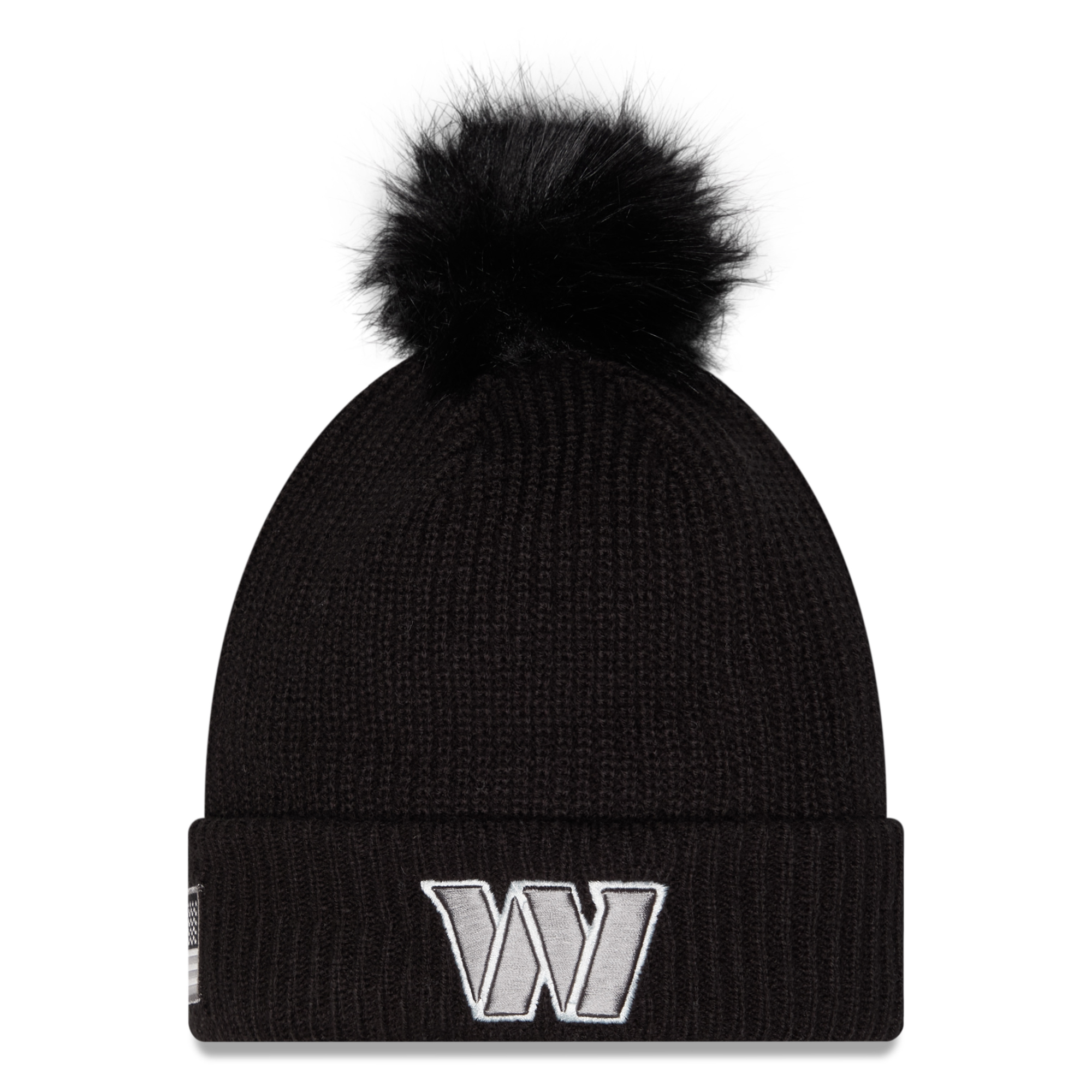 Women's New Era Black Washington Commanders 2026 Salute To Service Cuffed Knit Hat with Pom