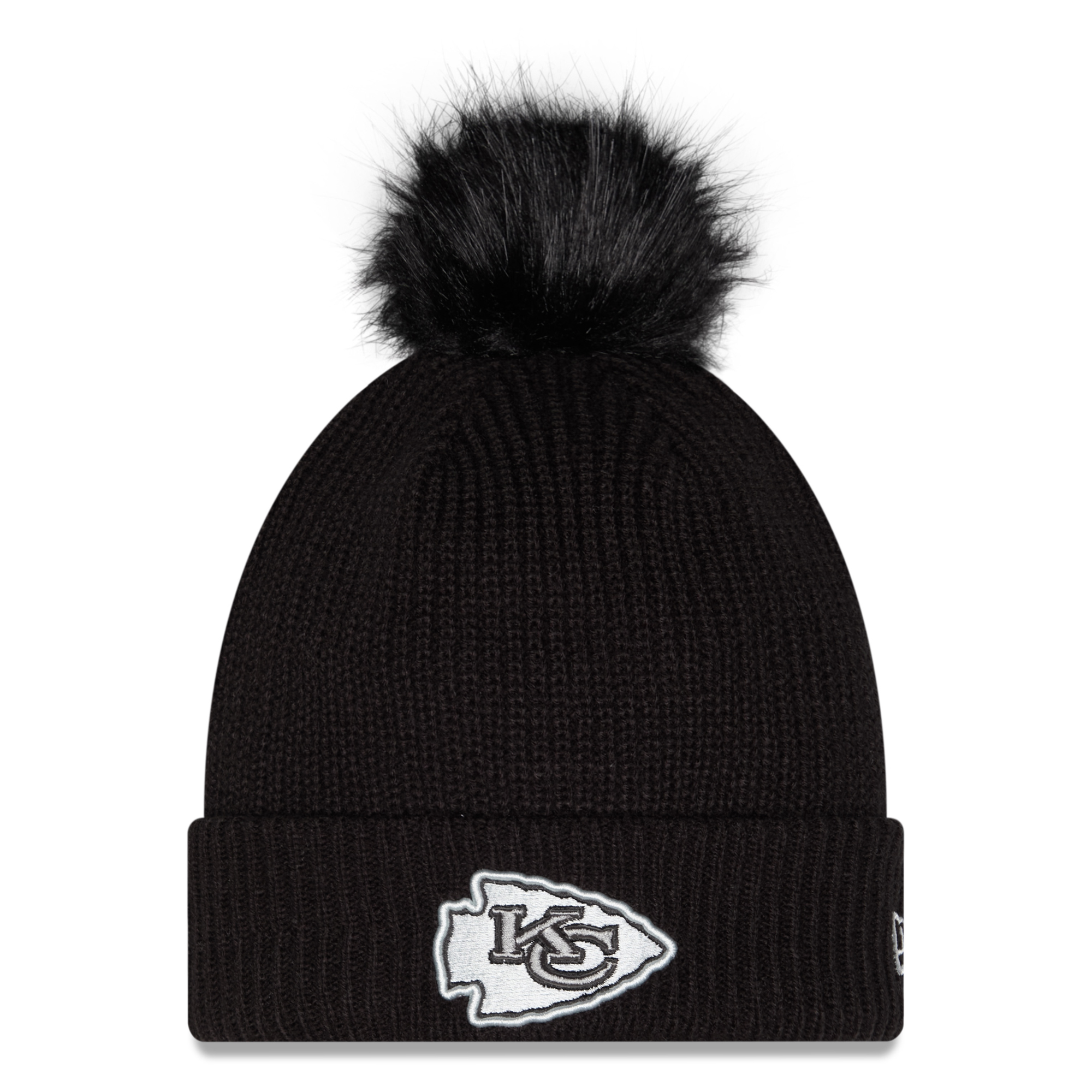 Women's New Era Black Kansas City Chiefs 2026 Salute To Service Cuffed Knit Hat with Pom