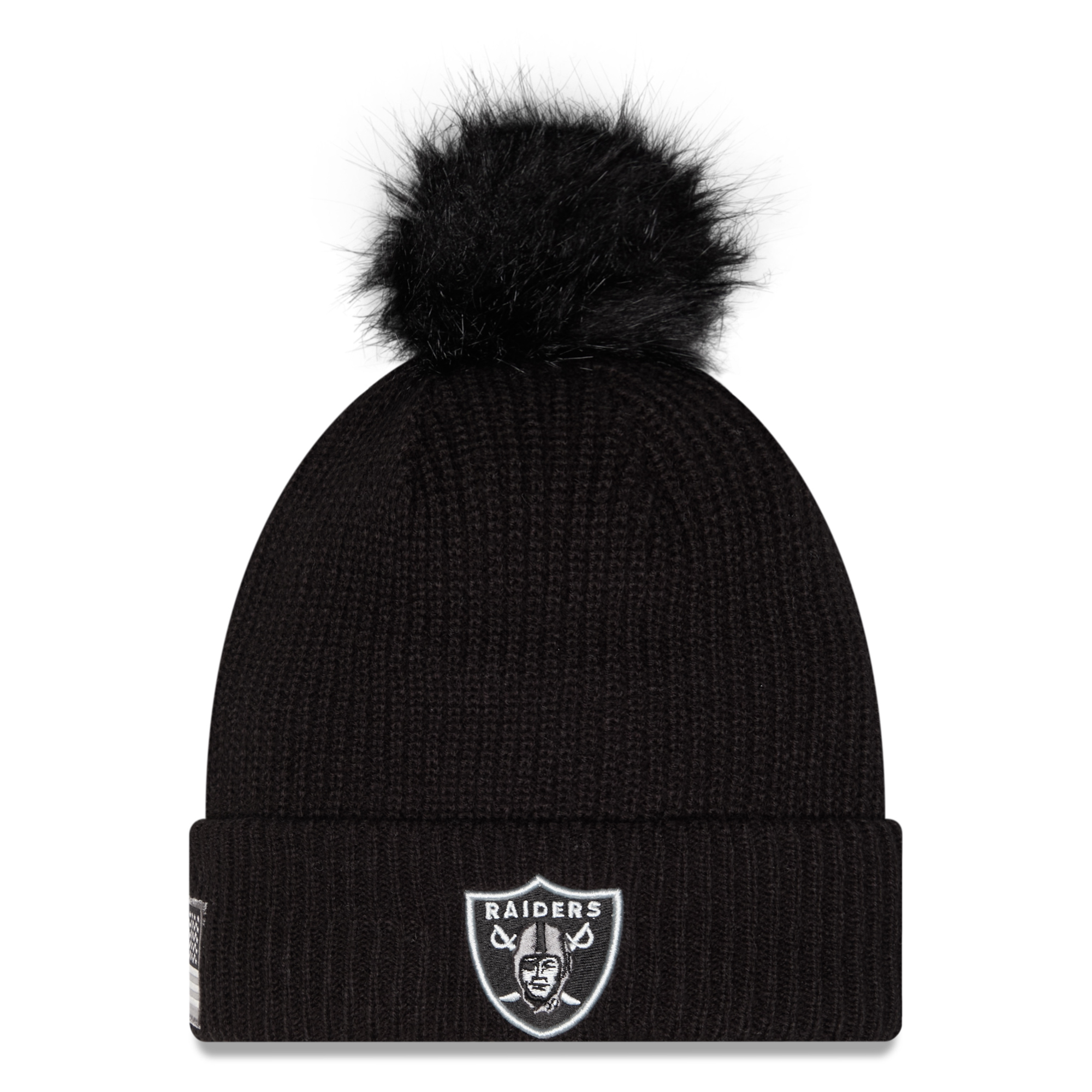 Women's New Era Black Las Vegas Raiders 2026 Salute To Service Cuffed Knit Hat with Pom