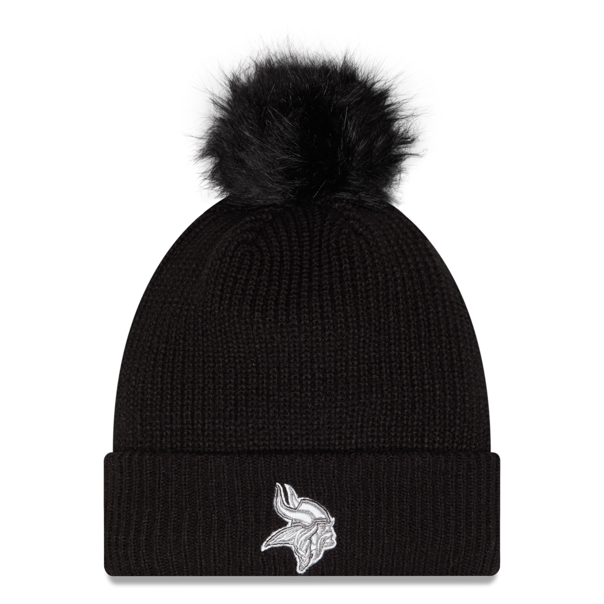Women's New Era Black Minnesota Vikings 2026 Salute To Service Cuffed Knit Hat with Pom