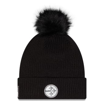 Women's New Era Black Pittsburgh Steelers 2026 Salute To Service Cuffed Knit Hat with Pom