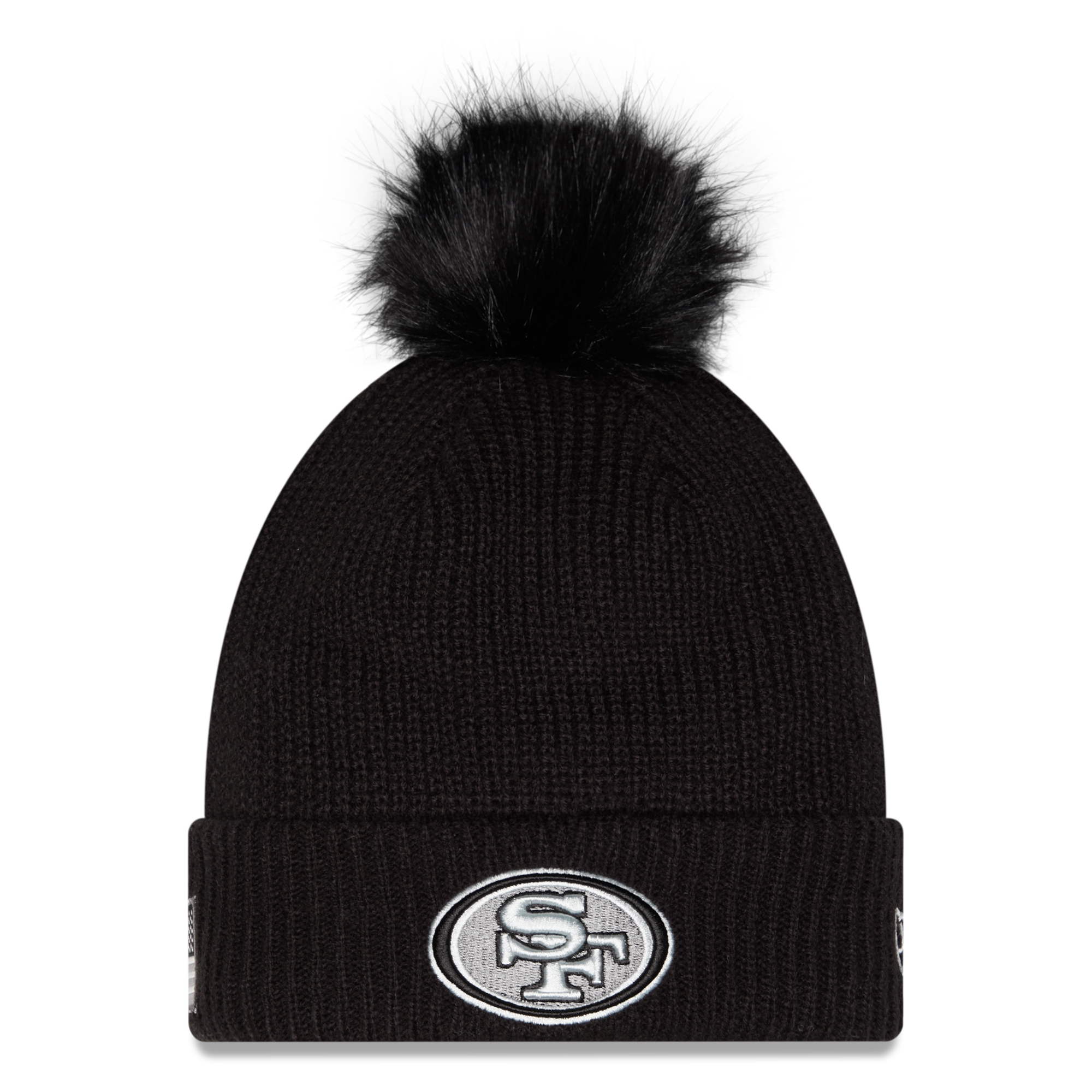 Women's New Era Black San Francisco 49ers 2026 Salute To Service Cuffed Knit Hat with Pom
