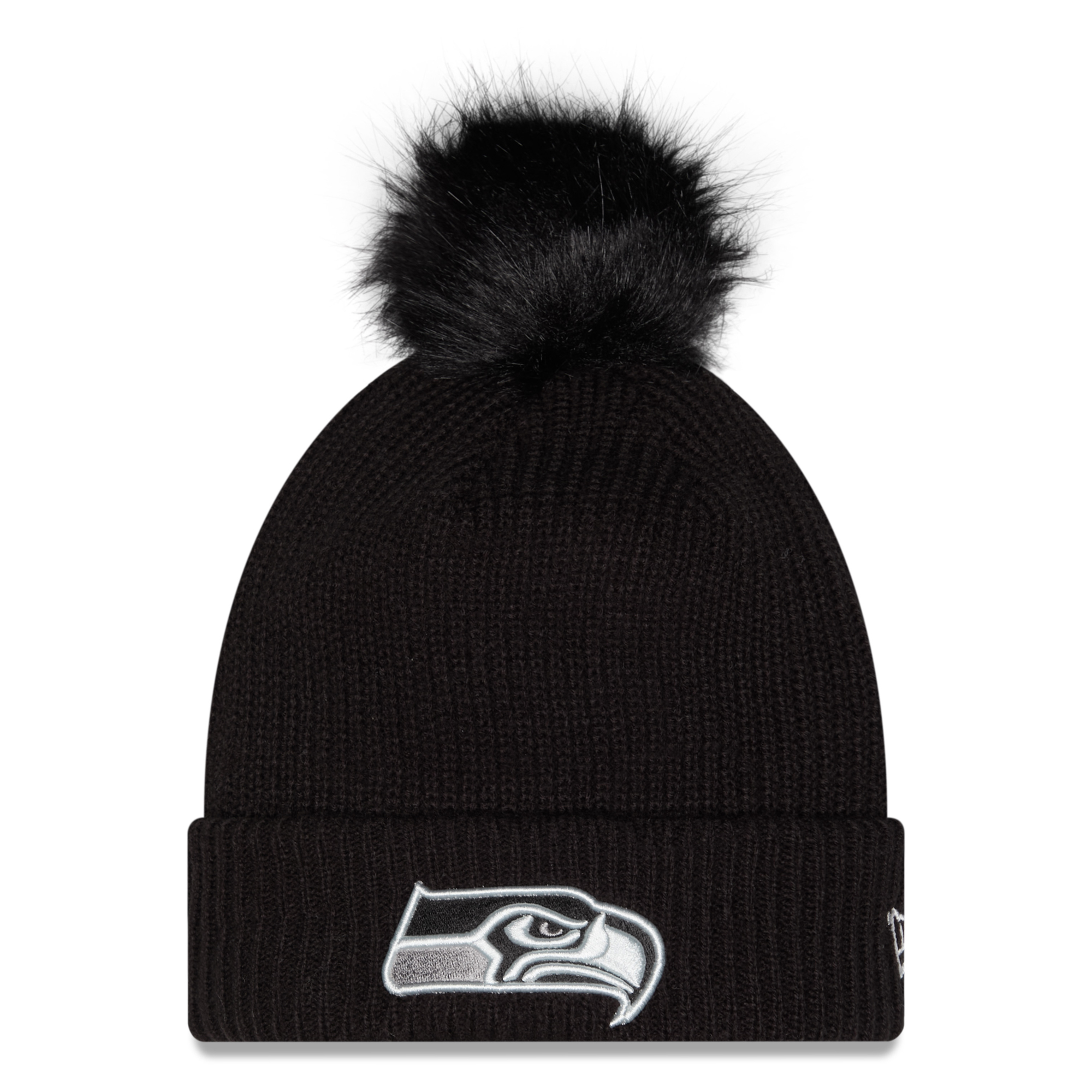 Women's New Era Black Seattle Seahawks 2026 Salute To Service Cuffed Knit Hat with Pom