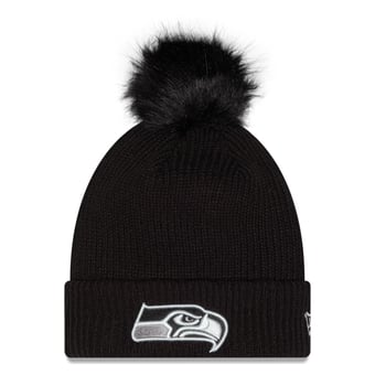 Women's New Era Black Seattle Seahawks 2026 Salute To Service Cuffed Knit Hat with Pom