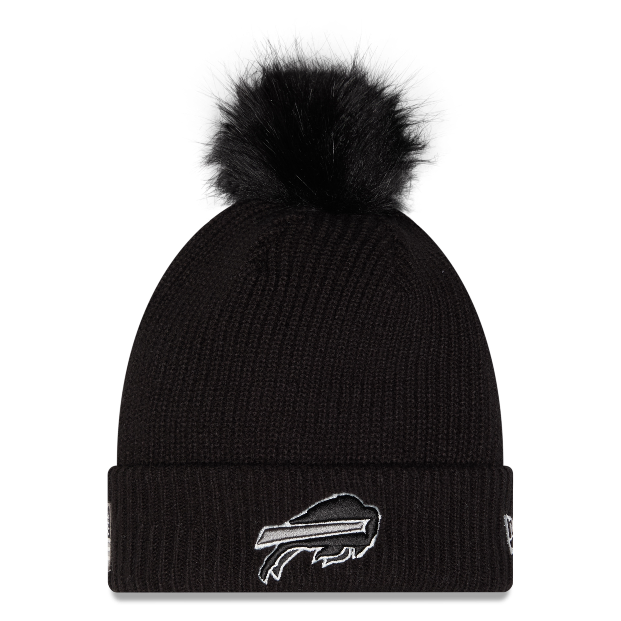 Women's New Era Black Buffalo Bills 2026 Salute To Service Cuffed Knit Hat with Pom