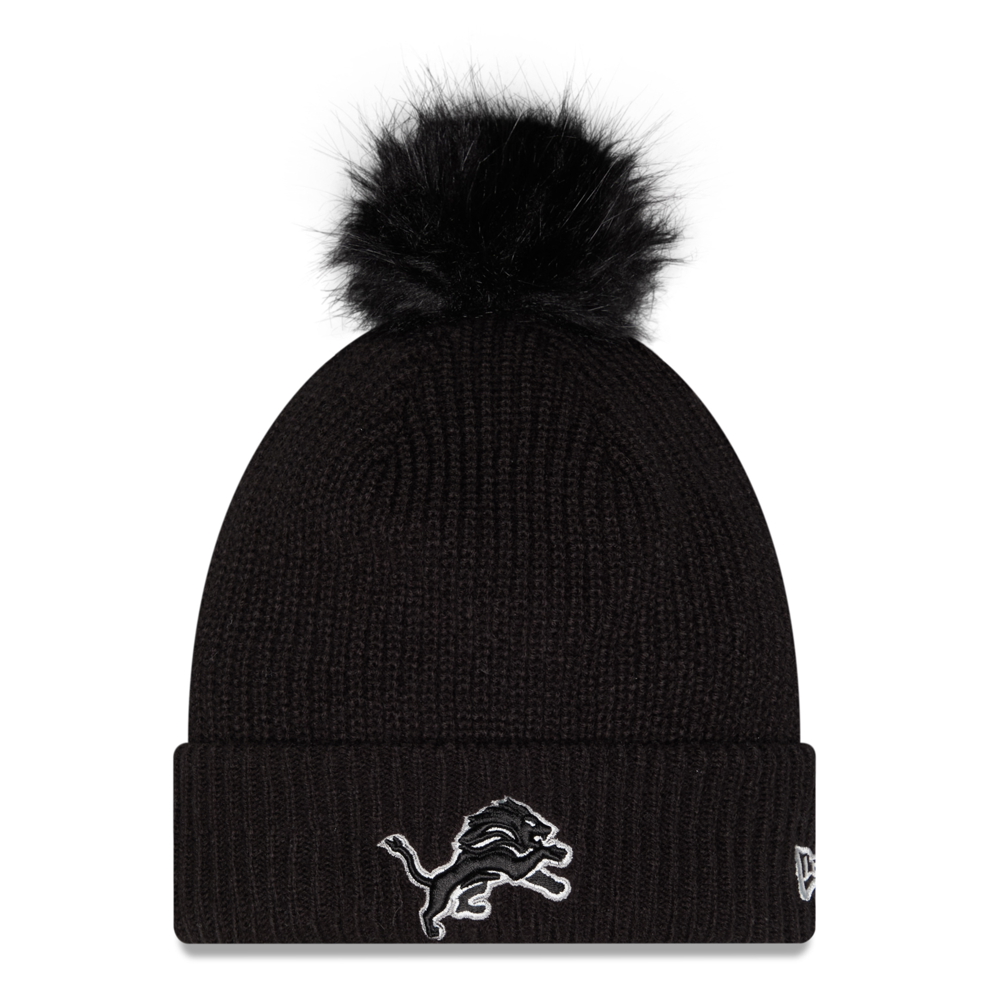 Women's New Era Black Detroit Lions 2026 Salute To Service Cuffed Knit Hat with Pom