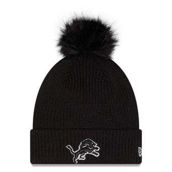 Women's New Era Black Detroit Lions 2026 Salute To Service Cuffed Knit Hat with Pom