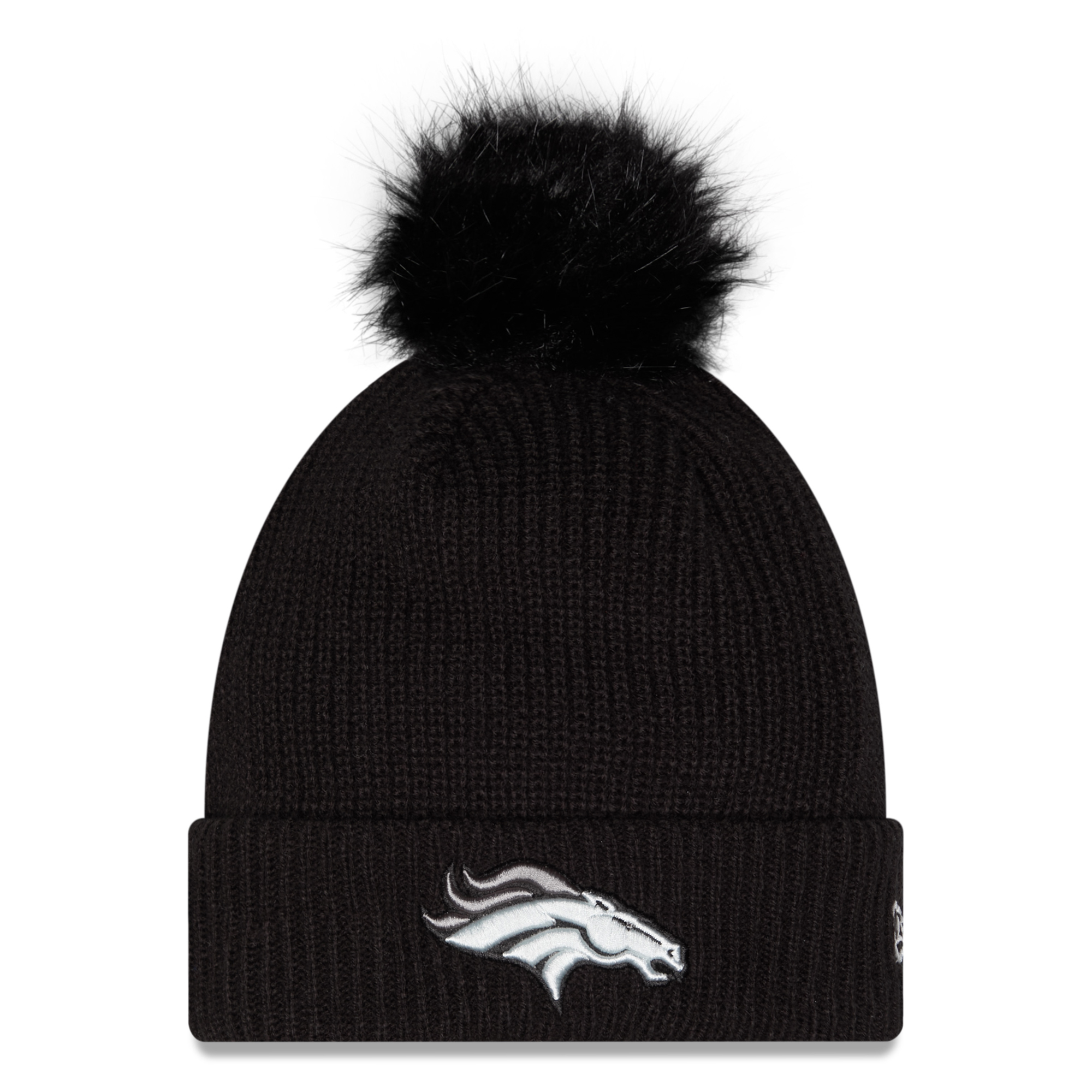 Women's New Era Black Denver Broncos 2026 Salute To Service Cuffed Knit Hat with Pom