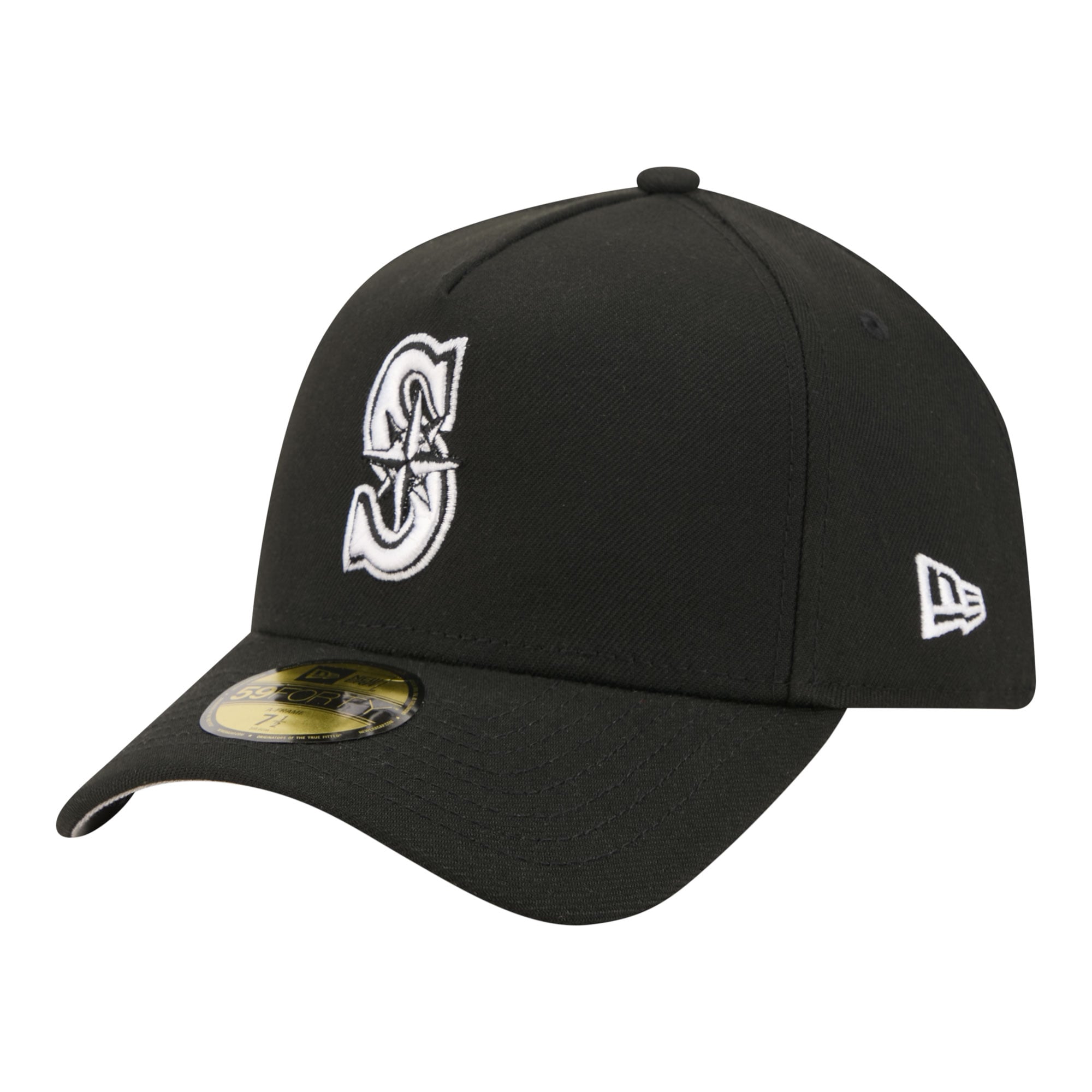 Men's New Era  Black Seattle Mariners A-Frame 59FORTY Fitted Hat