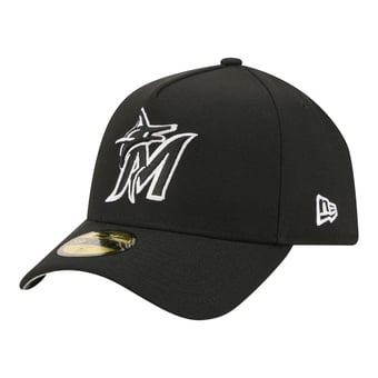 Men's New Era  Black Miami Marlins A-Frame 59FORTY Fitted Hat