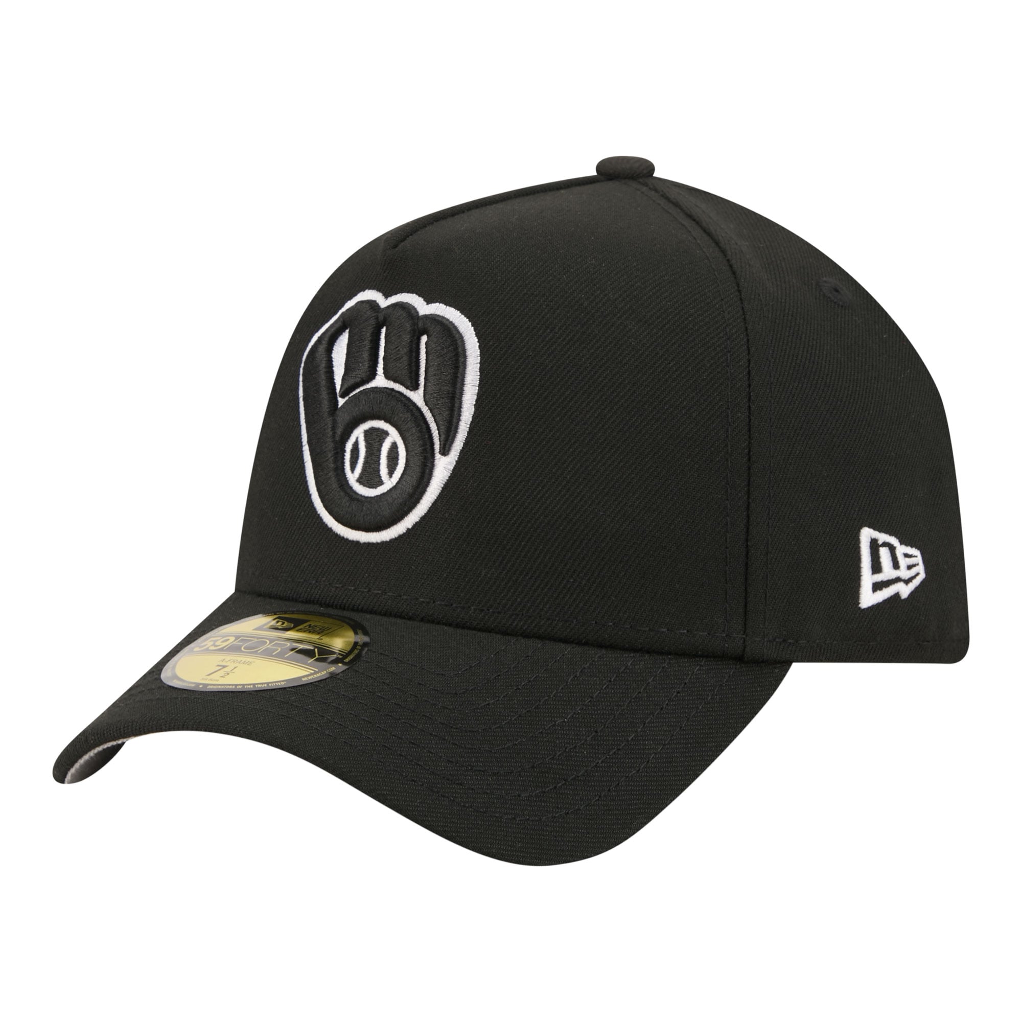 Men's New Era  Black Milwaukee Brewers A-Frame 59FORTY Fitted Hat