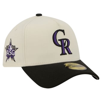 Men's New Era  Cream Colorado Rockies Chrome A-Frame 59FORTY Fitted Hat