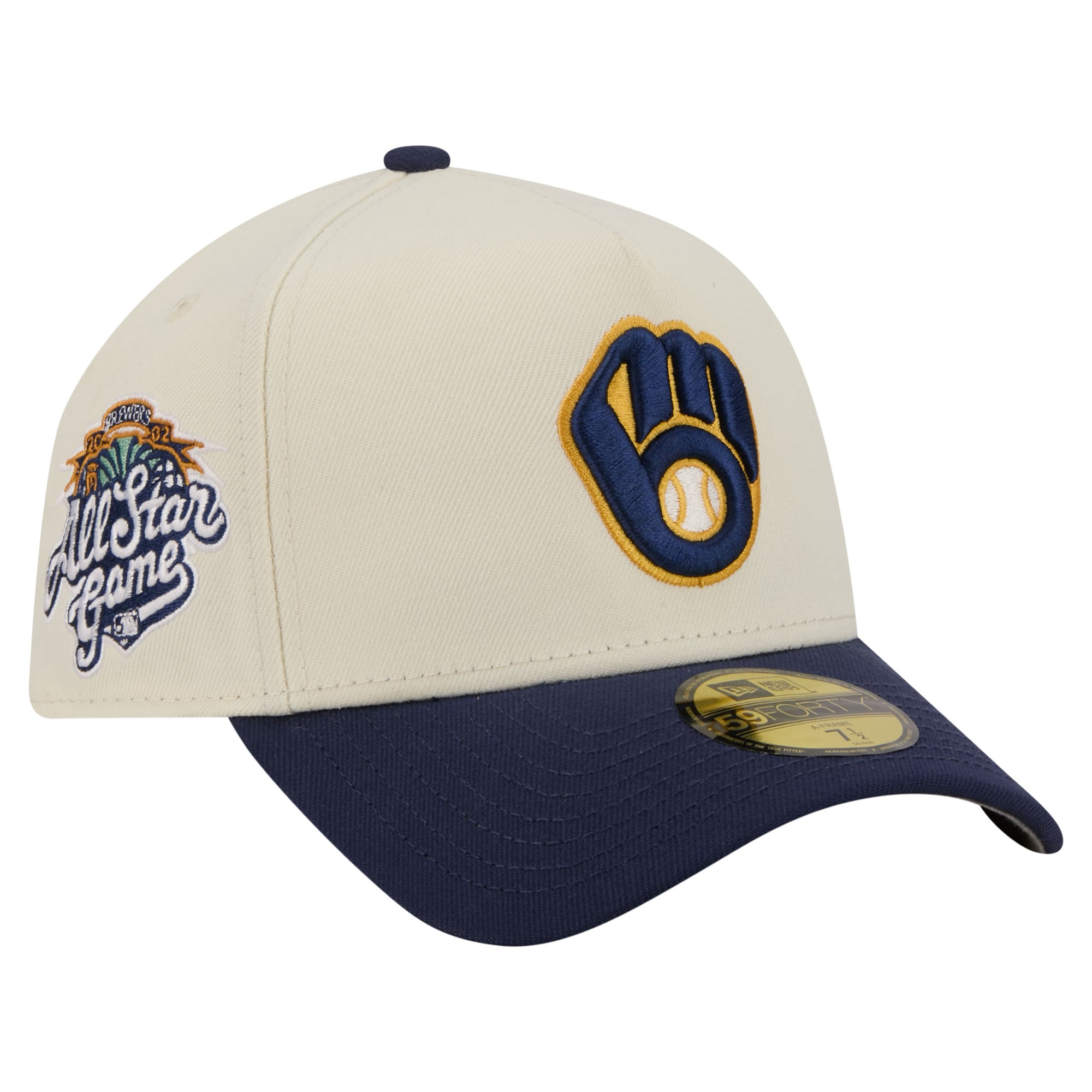 Men's New Era  Cream Milwaukee Brewers Chrome A-Frame 59FORTY Fitted Hat