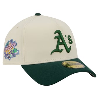 Men's New Era  Cream Athletics Chrome A-Frame 59FORTY Fitted Hat