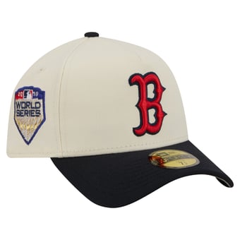 Men's New Era  Cream Boston Red Sox Chrome A-Frame 59FORTY Fitted Hat