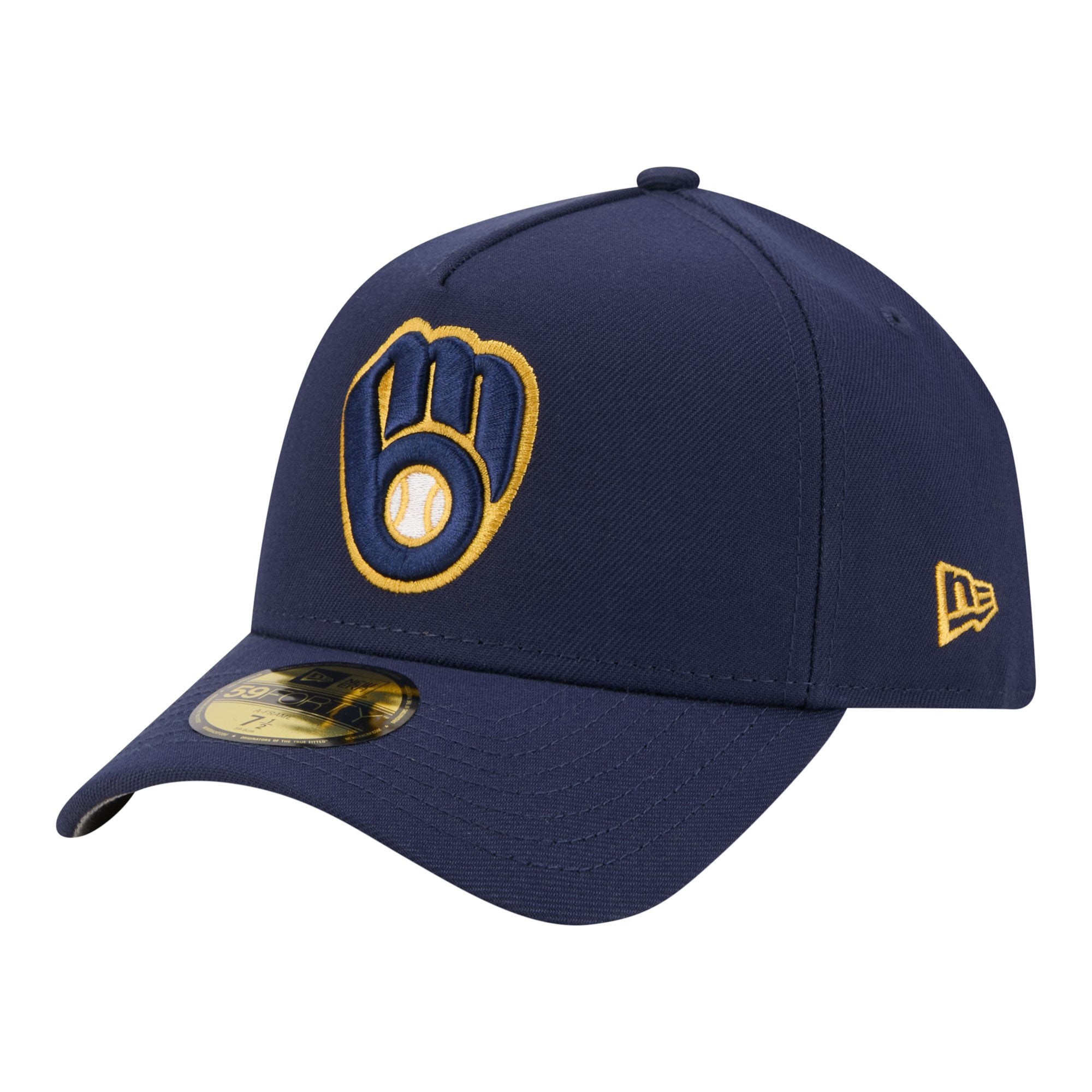 Men's New Era  Navy Milwaukee Brewers A-Frame 59FORTY Fitted Hat