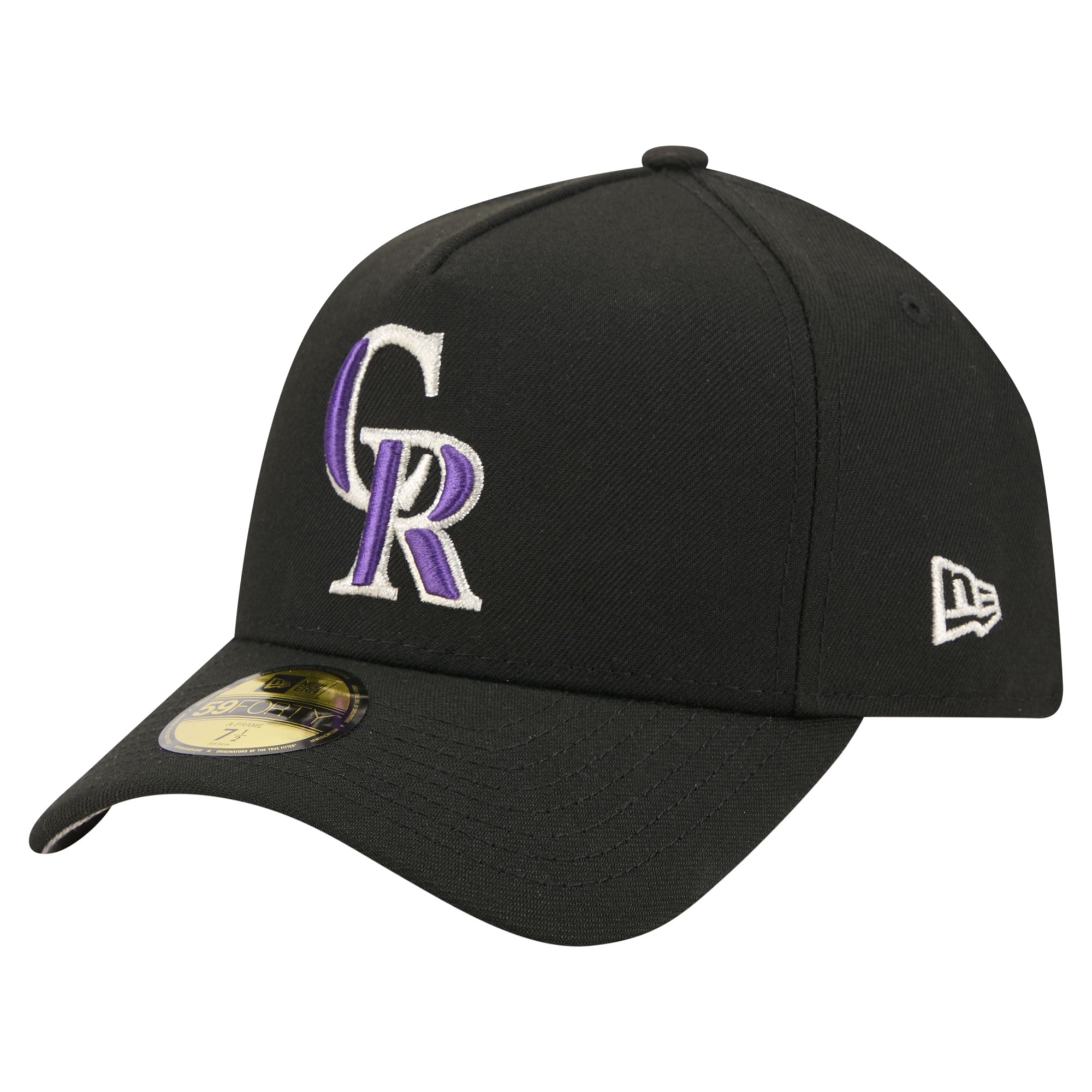 Men's New Era  Black Colorado Rockies A-Frame 59FORTY Fitted Hat