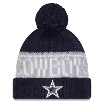 Women's New Era Navy Dallas Cowboys 2026 Sideline Cold Weather  Cuffed Knit Hat with Pom