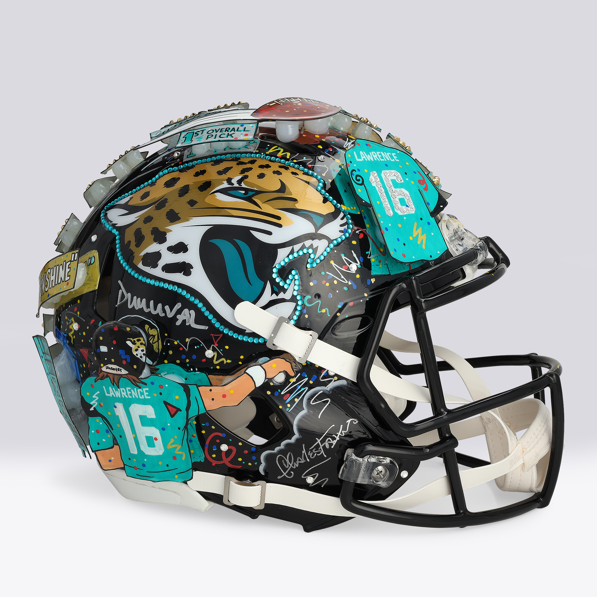 Trevor Lawrence Jacksonville Jaguars Autographed Riddell Speed Authentic Helmet with "Duuuval" Inscription - Art by Charles Fazzino - NF70444311