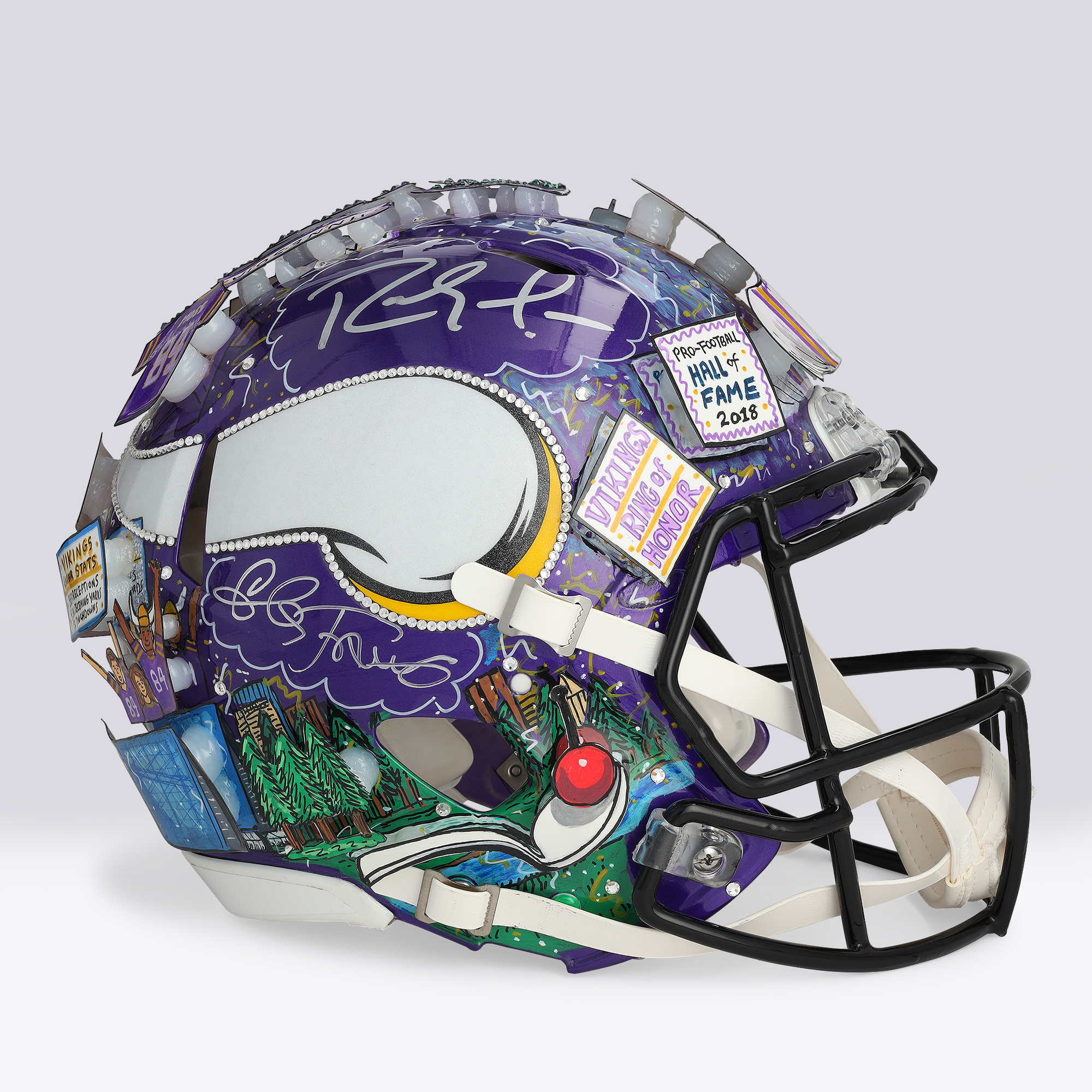 Randy Moss Minnesota Vikings Autographed Riddell Speed Authentic Helmet - Art by Charles Fazzino - NF70443568