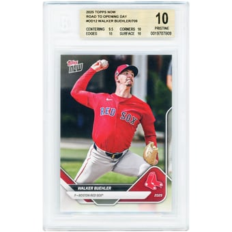 Walker Buehler Boston Red Sox 2025 Topps Now Road to Opening Day #OD-12 BGS Authenticated 10 Card - 9.5,10,10,10 Subgrades