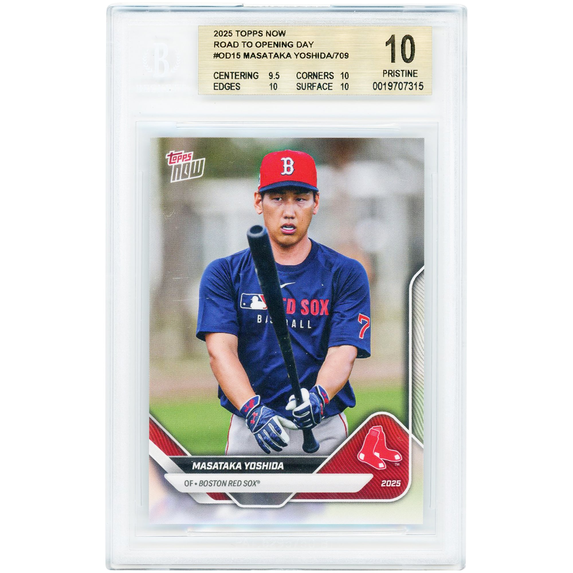 Masataka Yoshida Boston Red Sox 2025 Topps Now Road to Opening Day #OD-15 BGS Authenticated 10 Card - 9.5,10,10,10 Subgrades. rookie card picture