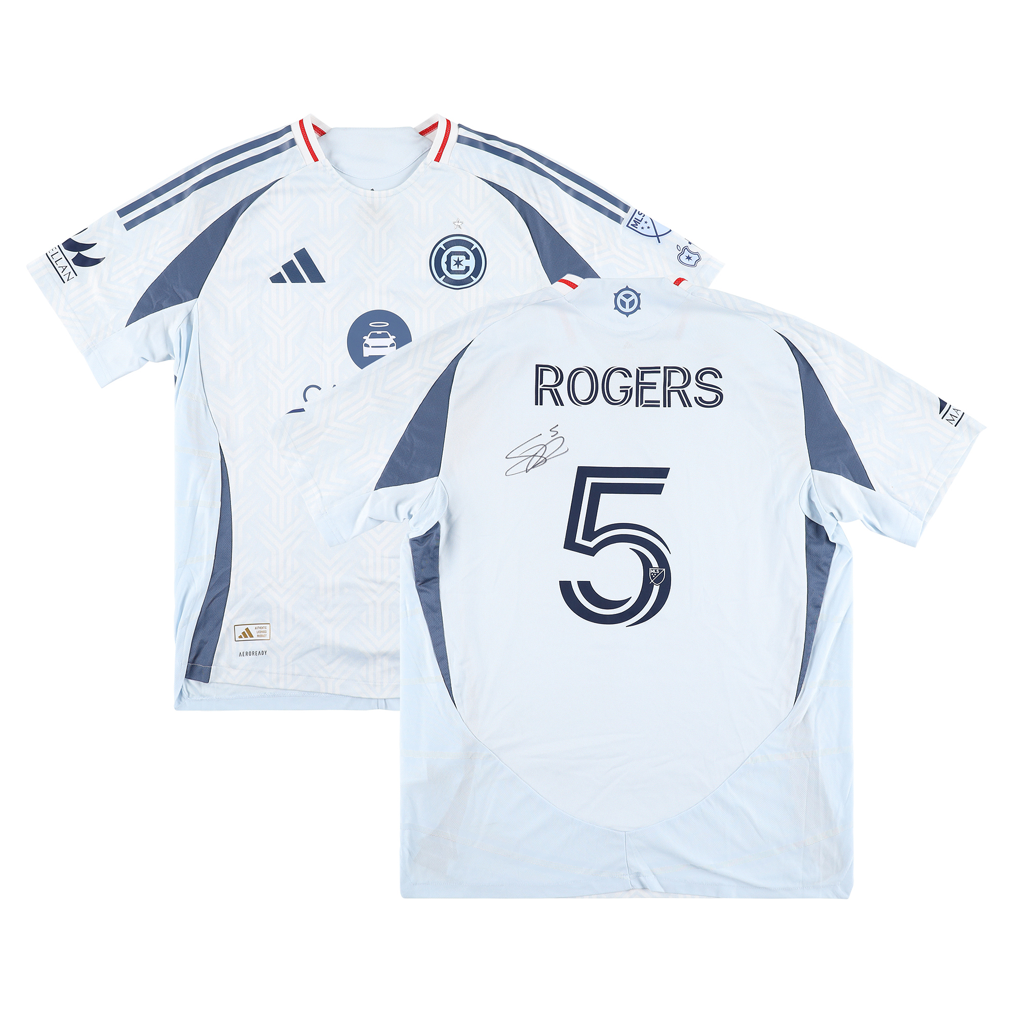 Sam Rogers Chicago Fire Autographed Match-Used #5 Blue Jersey from the 2025 MLS Season - Size XL