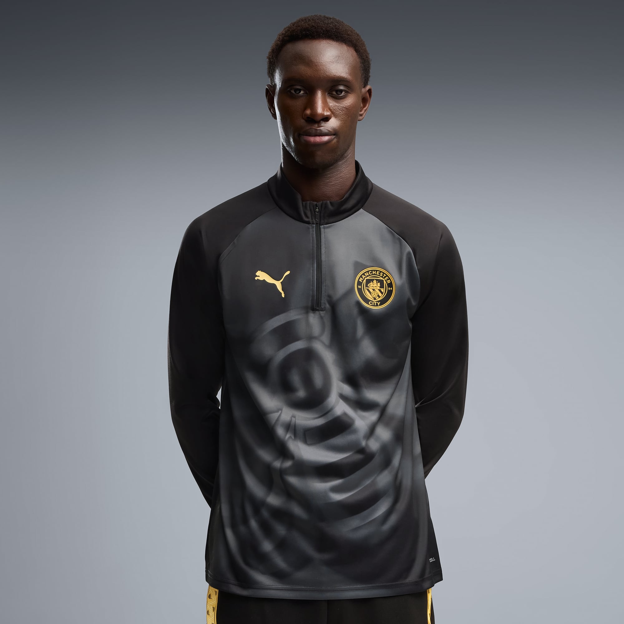 Men's Puma  Black Manchester City Quarter-Zip dryCELL Pre-Match Top