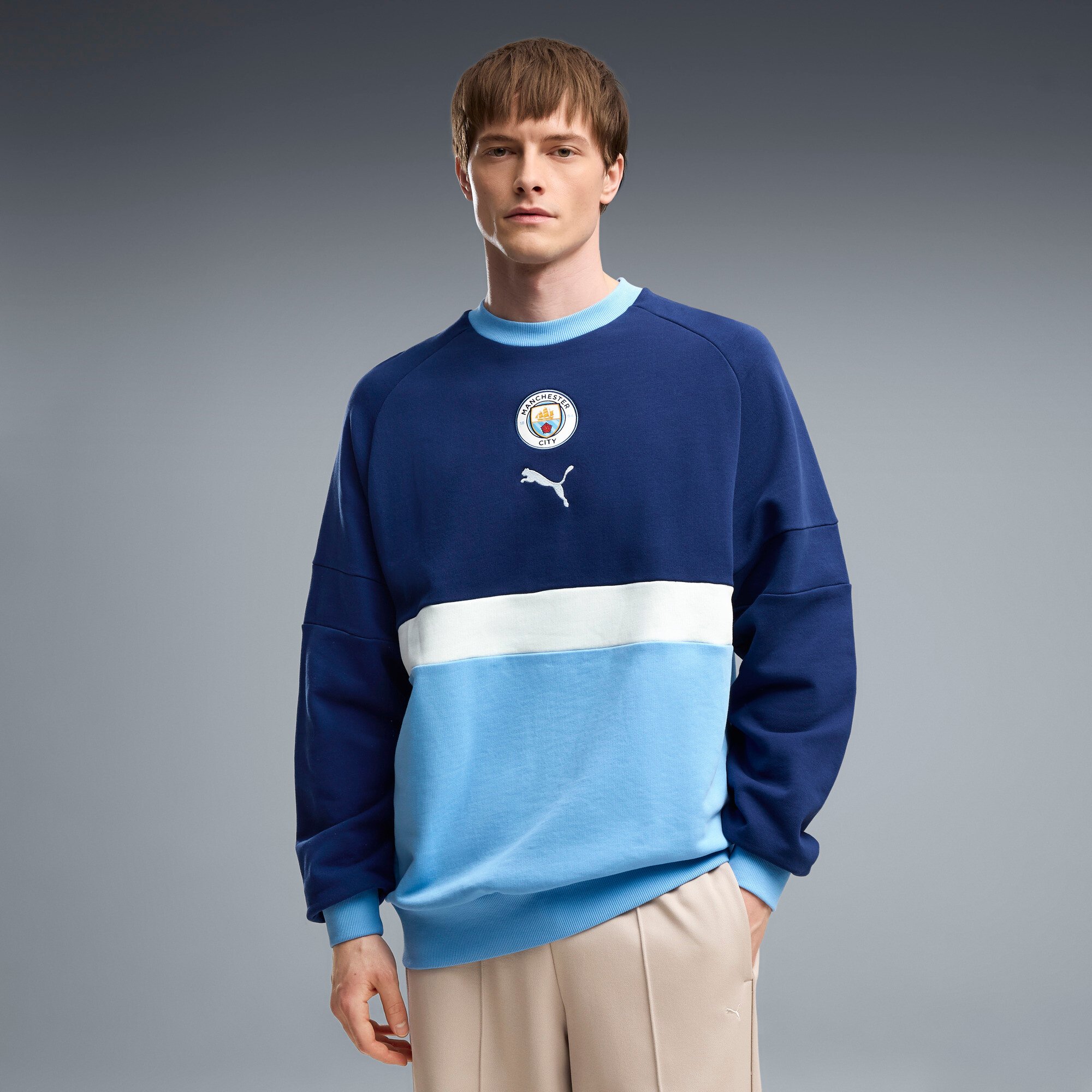 Men's Puma  Navy/Sky Blue Manchester City ftblCulture Relaxed Sweatshirt