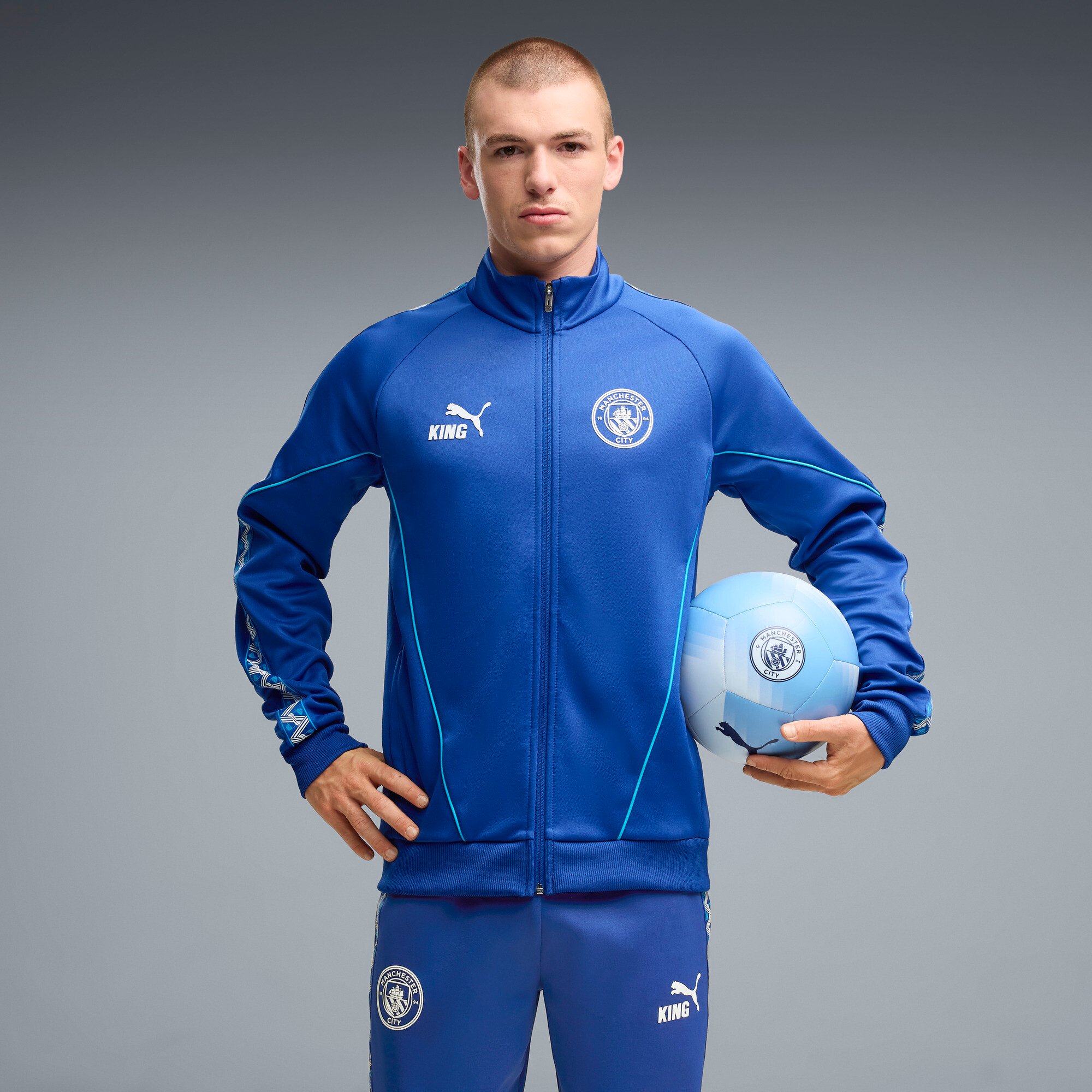 Men's Puma  Blue Manchester City King Anthem dryCELL Full-Zip Jacket