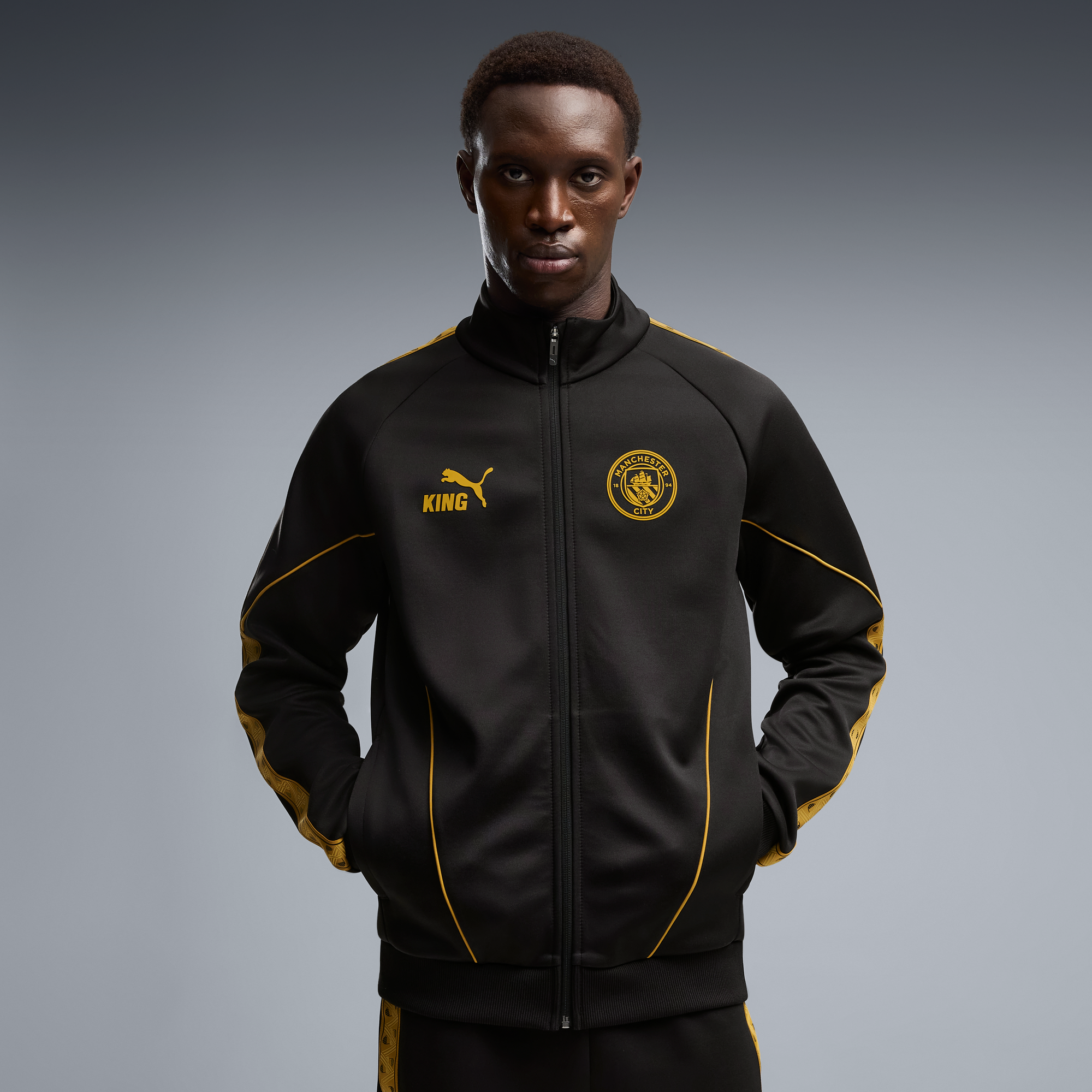Men's Puma  Black Manchester City King Anthem dryCELL Full-Zip Jacket