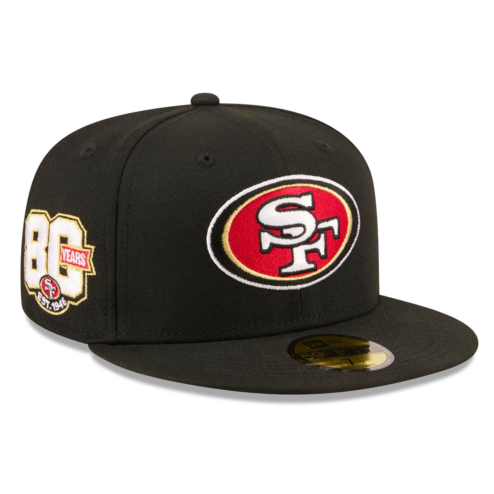 Men's New Era Black San Francisco 49ers 80th Anniversary 59FIFTY Fitted Hat