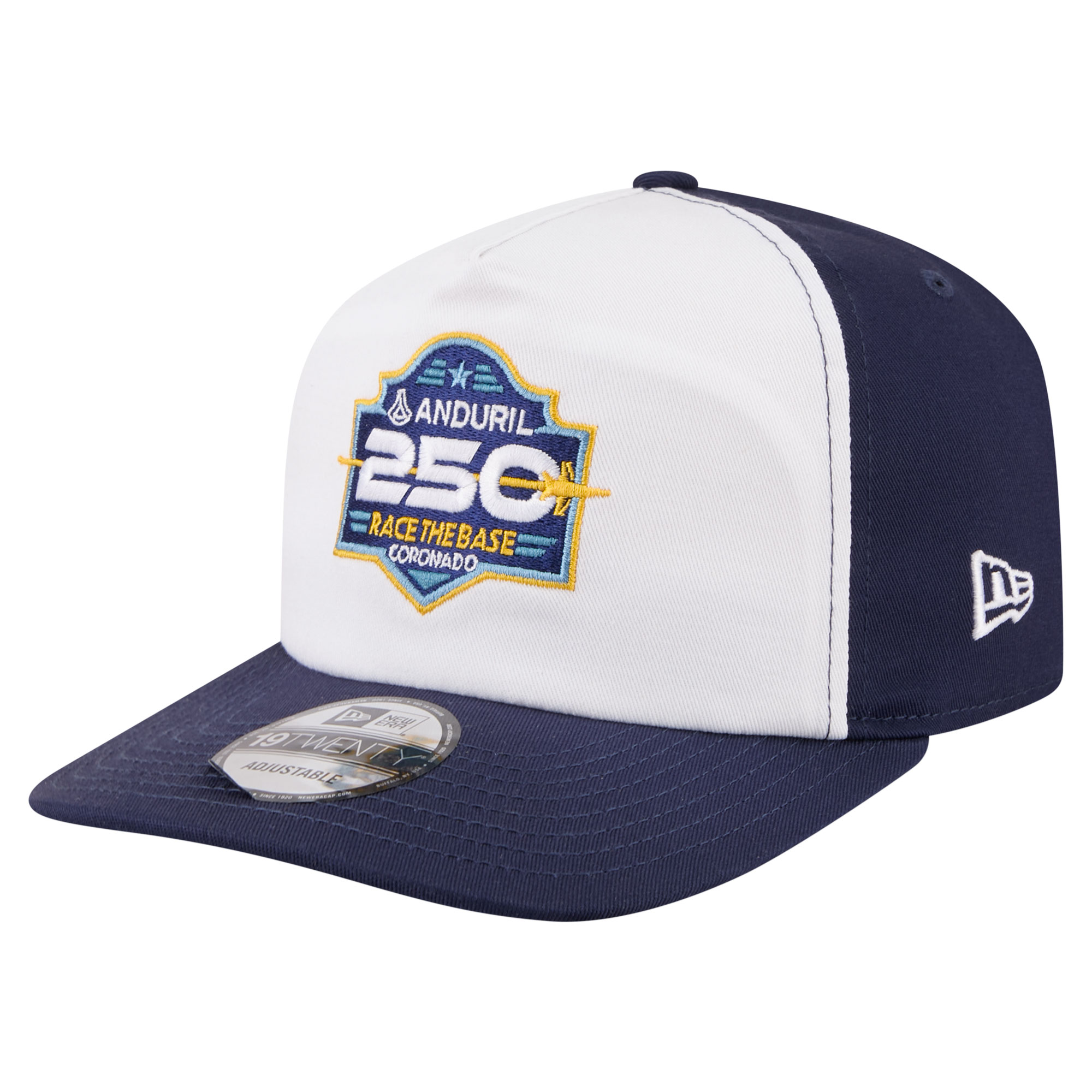Men's New Era White/Navy NASCAR Race The Base 19TWENTY Adjustable Hat