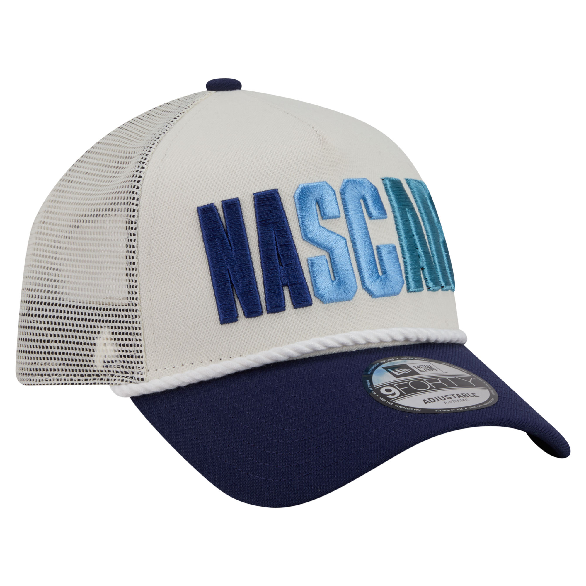 Men's New Era White/Navy San Diego Weekend Race the Base Trucker 9FORTY A-Frame Adjustable Hat