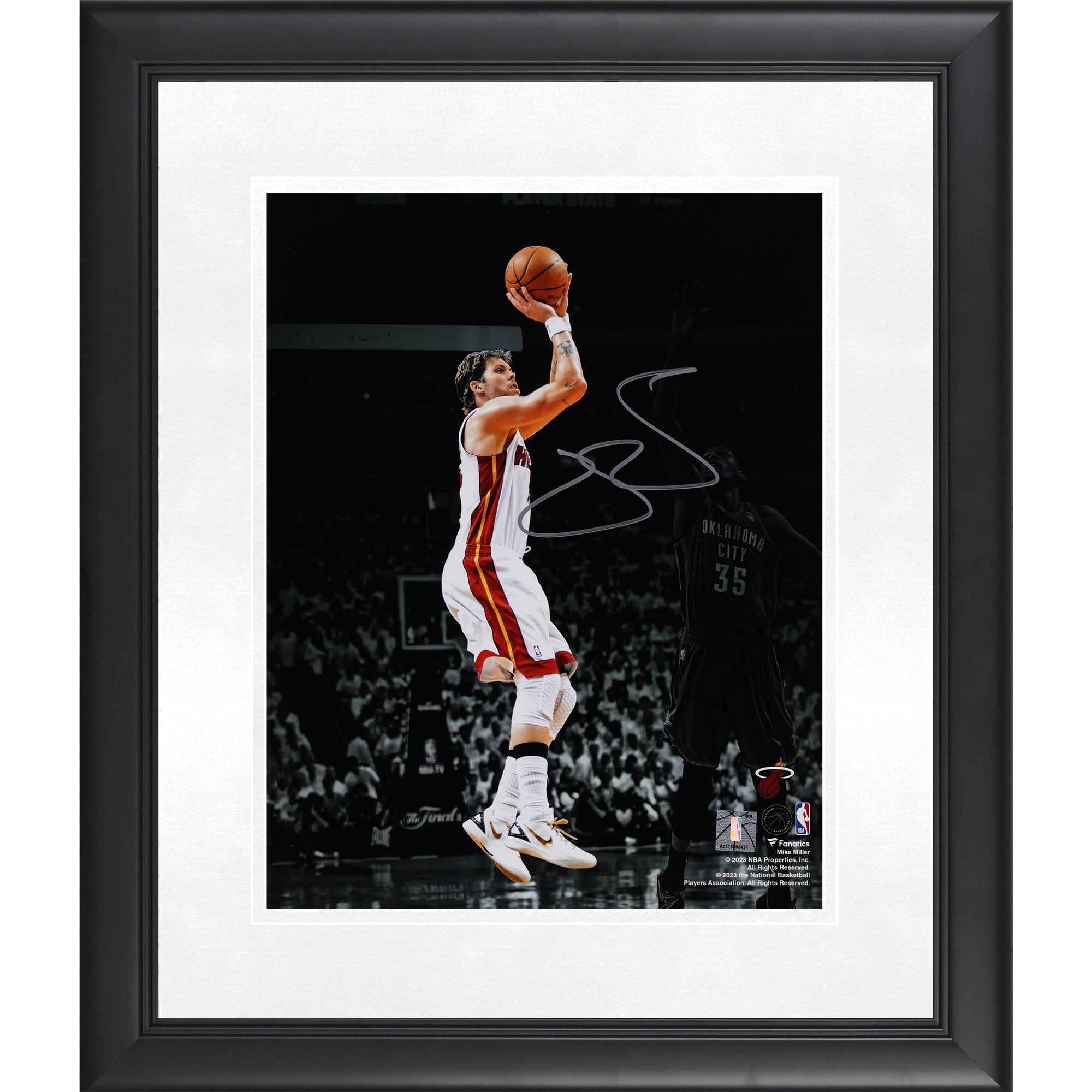 Mike Miller Miami Heat Autographed Framed 11" x 14" 2012 NBA Finals Game 5 Shot Vs. Oklahoma City Thunder Spotlight Photograph