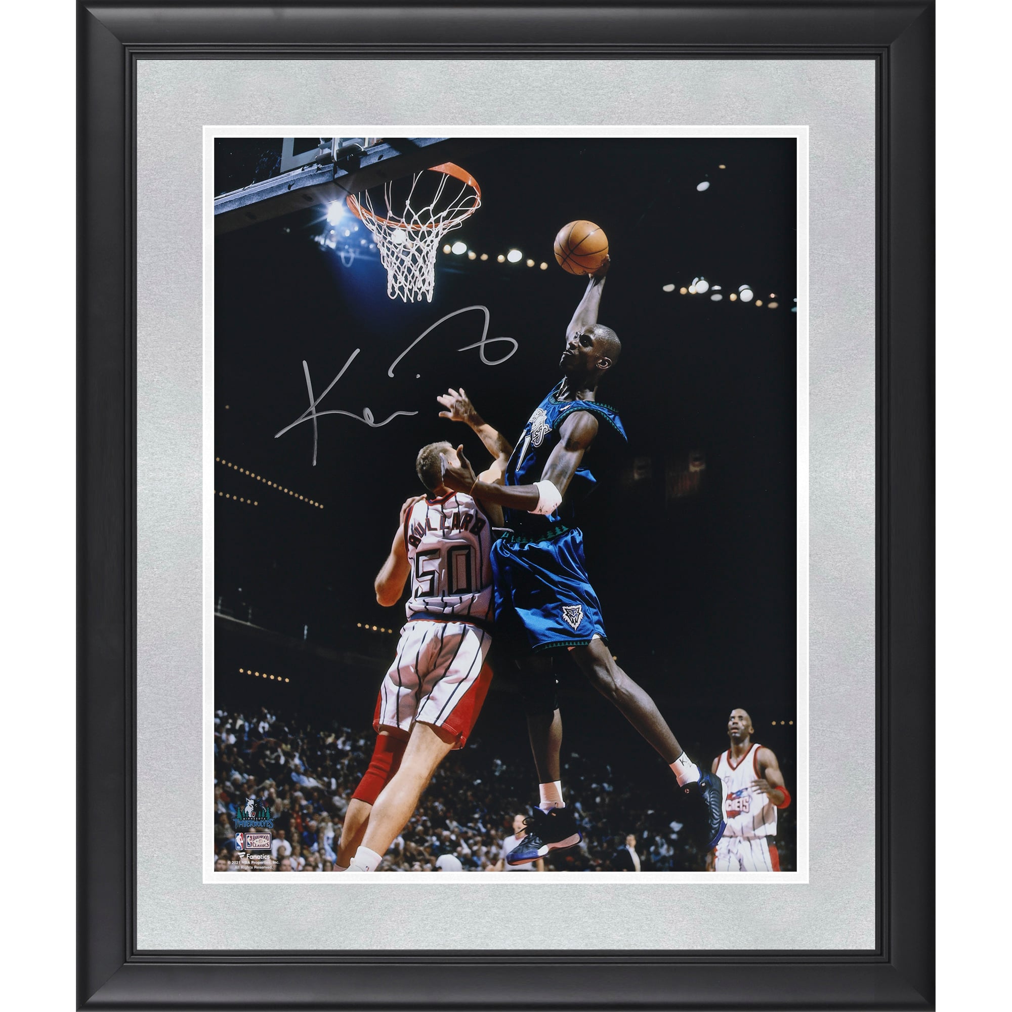 Kevin Garnett Minnesota Timberwolves Autographed Framed 16" x 20" One-Handed Soaring Dunk Photograph