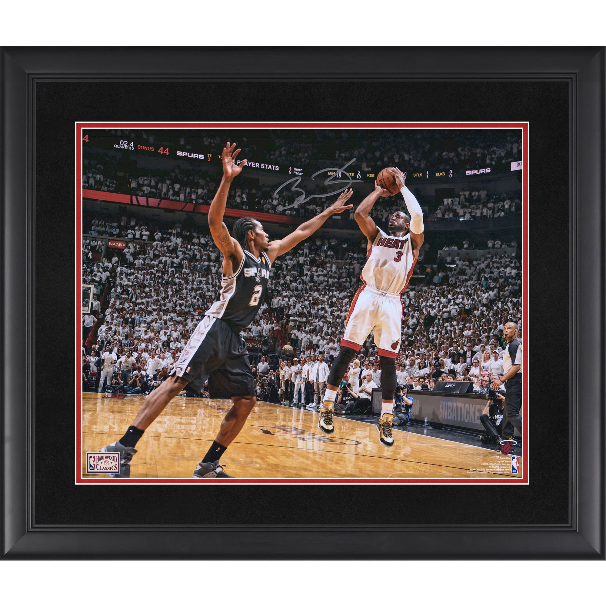 Dwyane Wade Miami Heat Autographed Framed 16" x 20" 2013 NBA Finals Shot vs. San Antonio Spurs Photograph