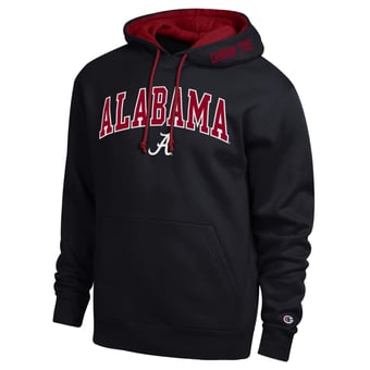 Men's Champion  Black Alabama Crimson Tide Arch Tackle Twill Hoodie