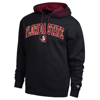 Men's Champion  Black Florida State Seminoles Arch Tackle Twill Hoodie